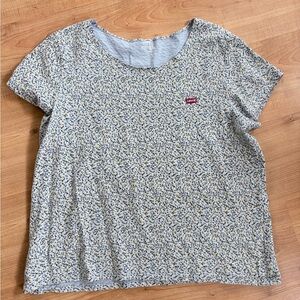 Levi's Short Sleeve Floral Crew Tee in Light Blue and Yellow